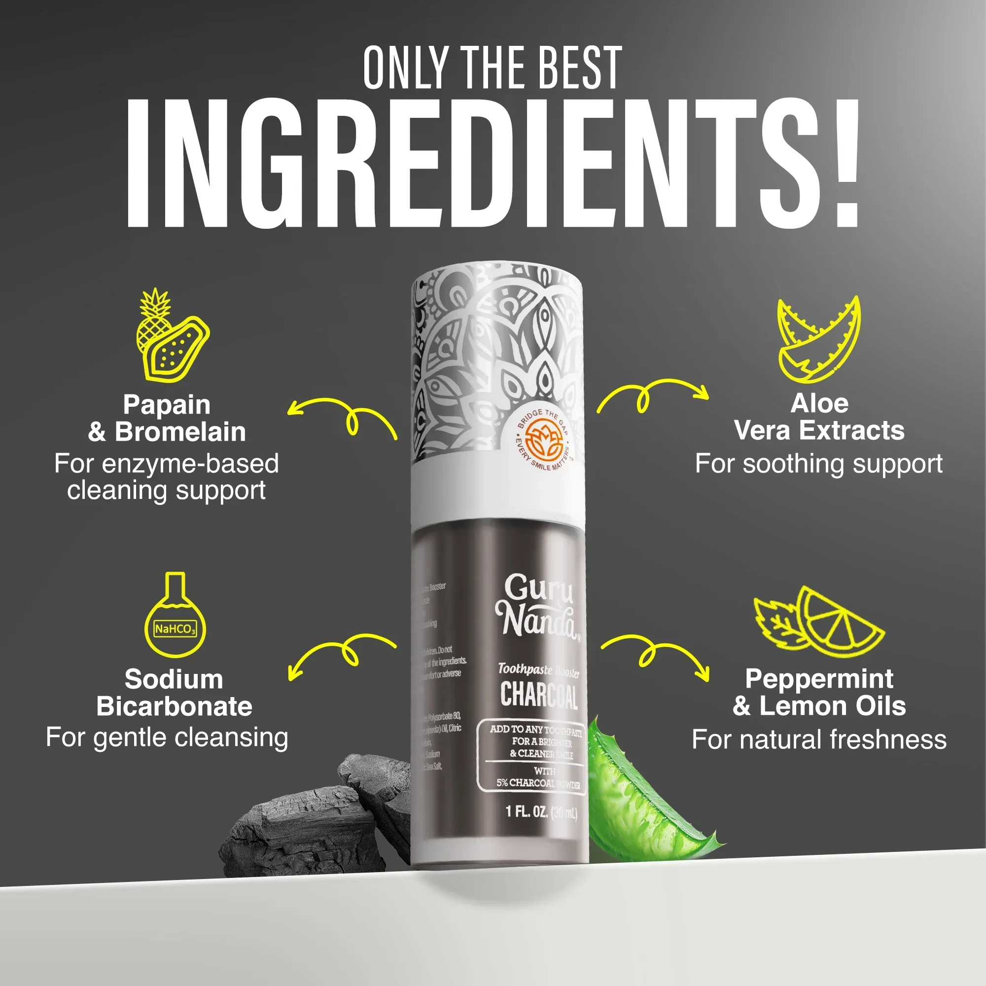 Charcoal Toothpaste Booster with 5% Charcoal Powder – 1 fl oz - Image 4