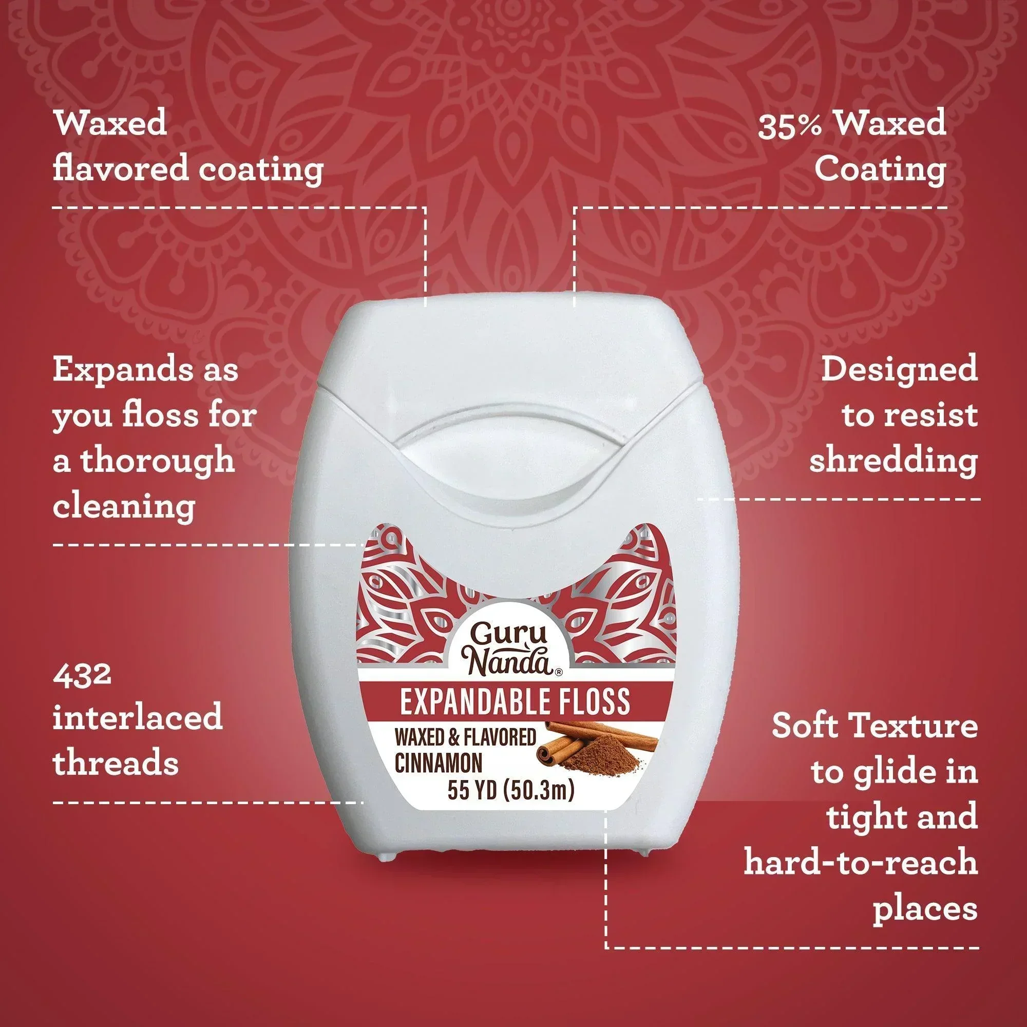Cinnamon Flavored Expandable Dental Floss – 55 Yards - Image 9