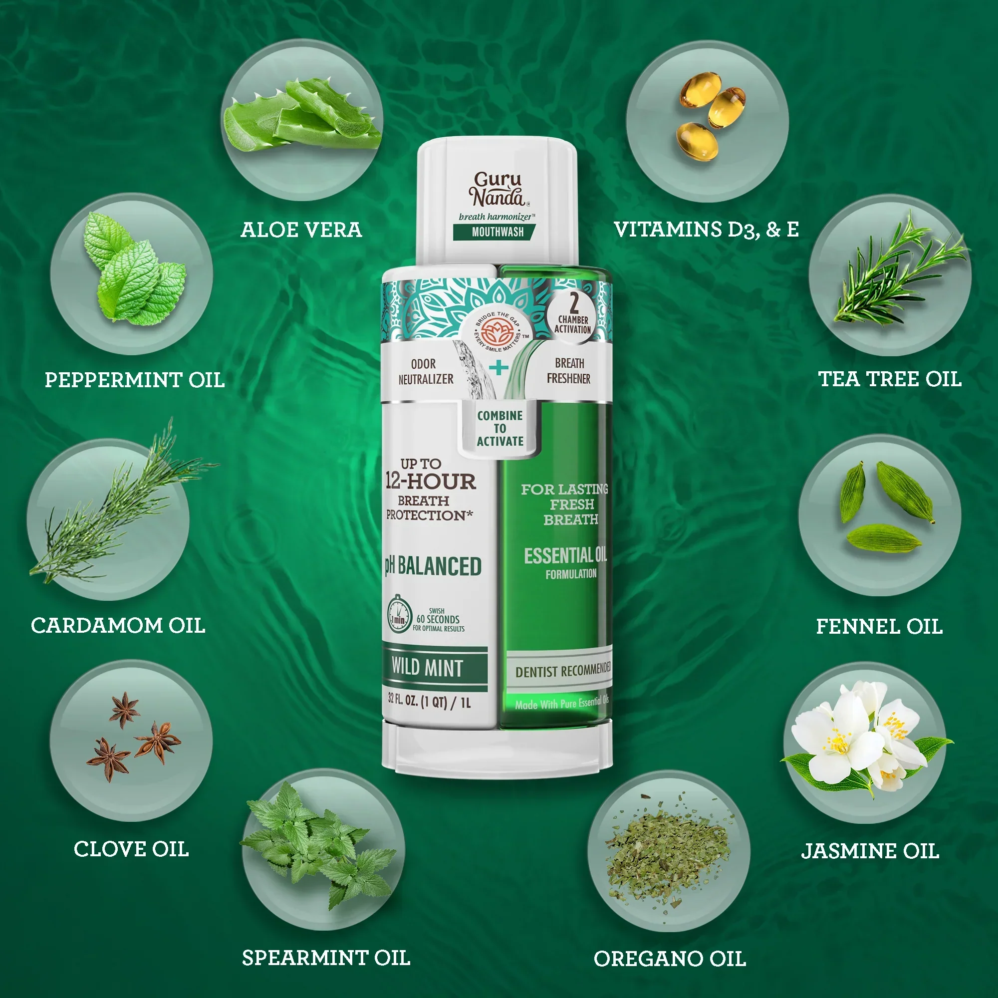 Dual Barrel Breath Harmonizer Mouthwash, Wild Mint - Image 20