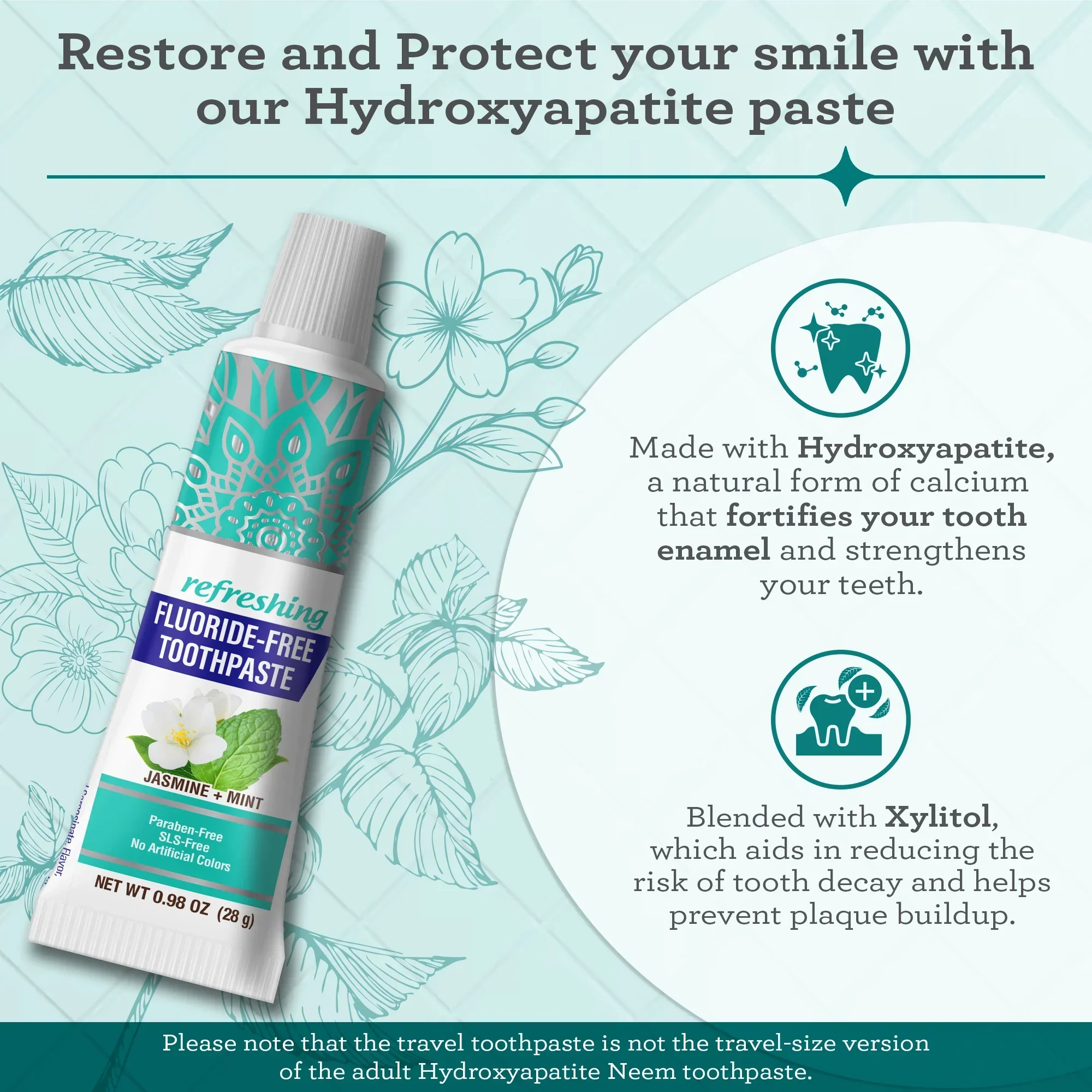 Travel Kit – Folding Toothbrush & Hydroxyapatite Toothpaste, Jasmine Mint – 0.98 oz - Image 4