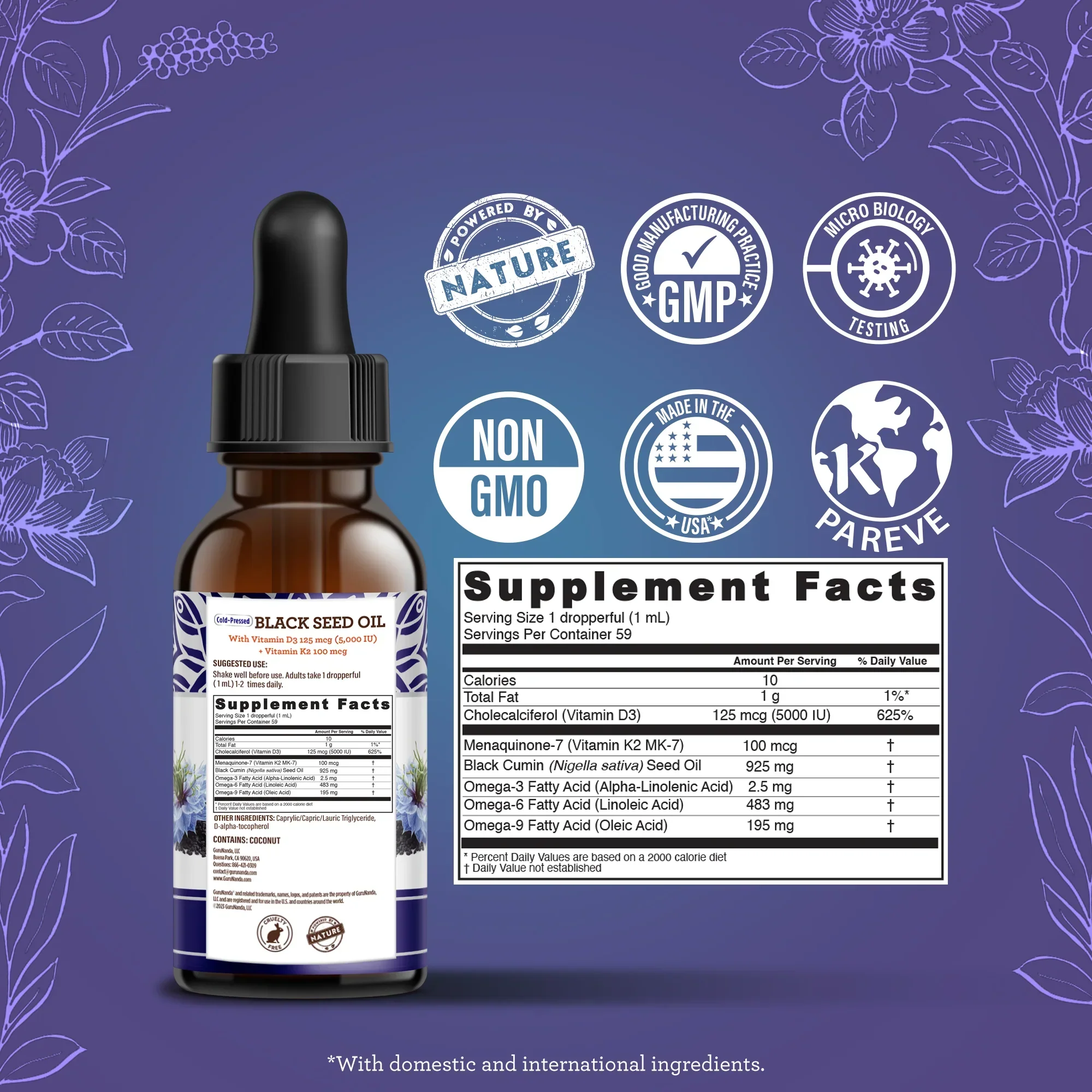 Natural Cold Pressed Black Seed Oil With Vitamin D3, K2, & E - Image 8