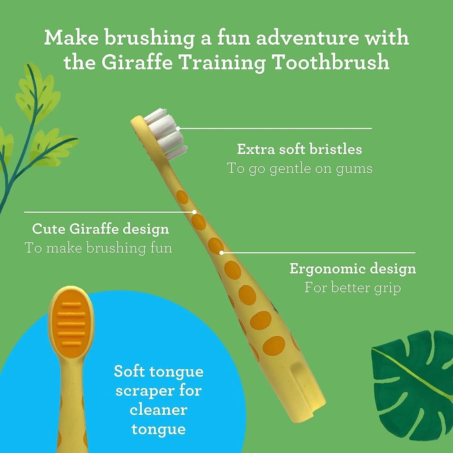 Kids Butter on Gums Giraffe Training Toothbrush with Cover – 1 Pack - Image 3
