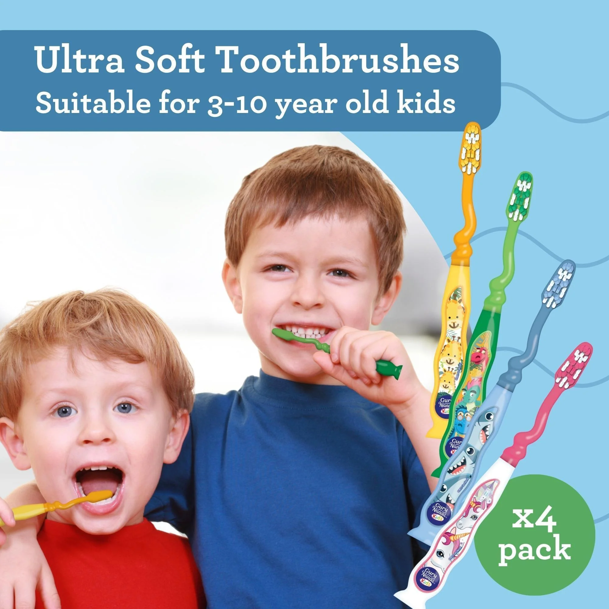 Fun Animals Kids' Toothbrush with Suction Cup – 4 Pack - Image 3
