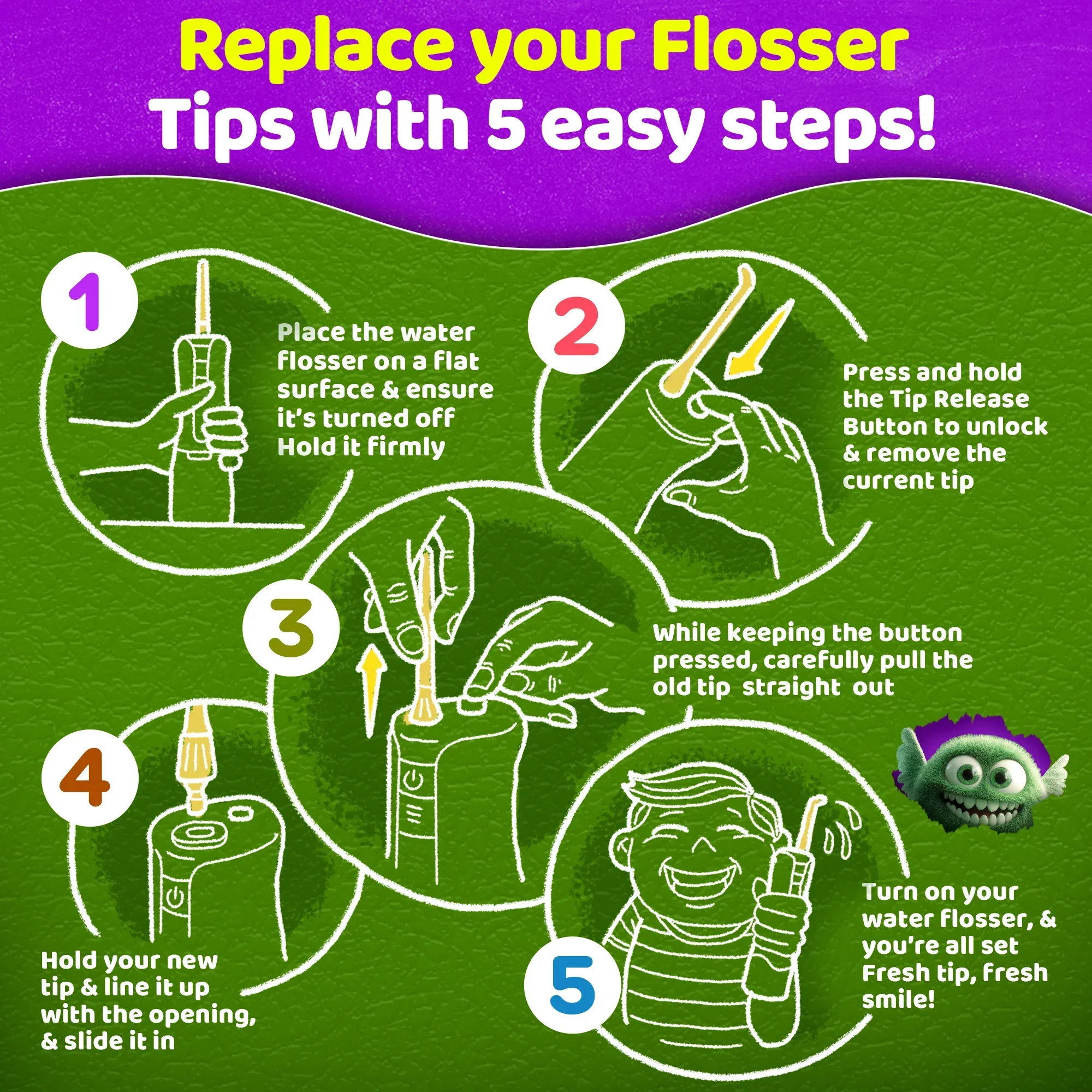 Kids Water Flosser Replacement Tips 6-Pack - Image 4