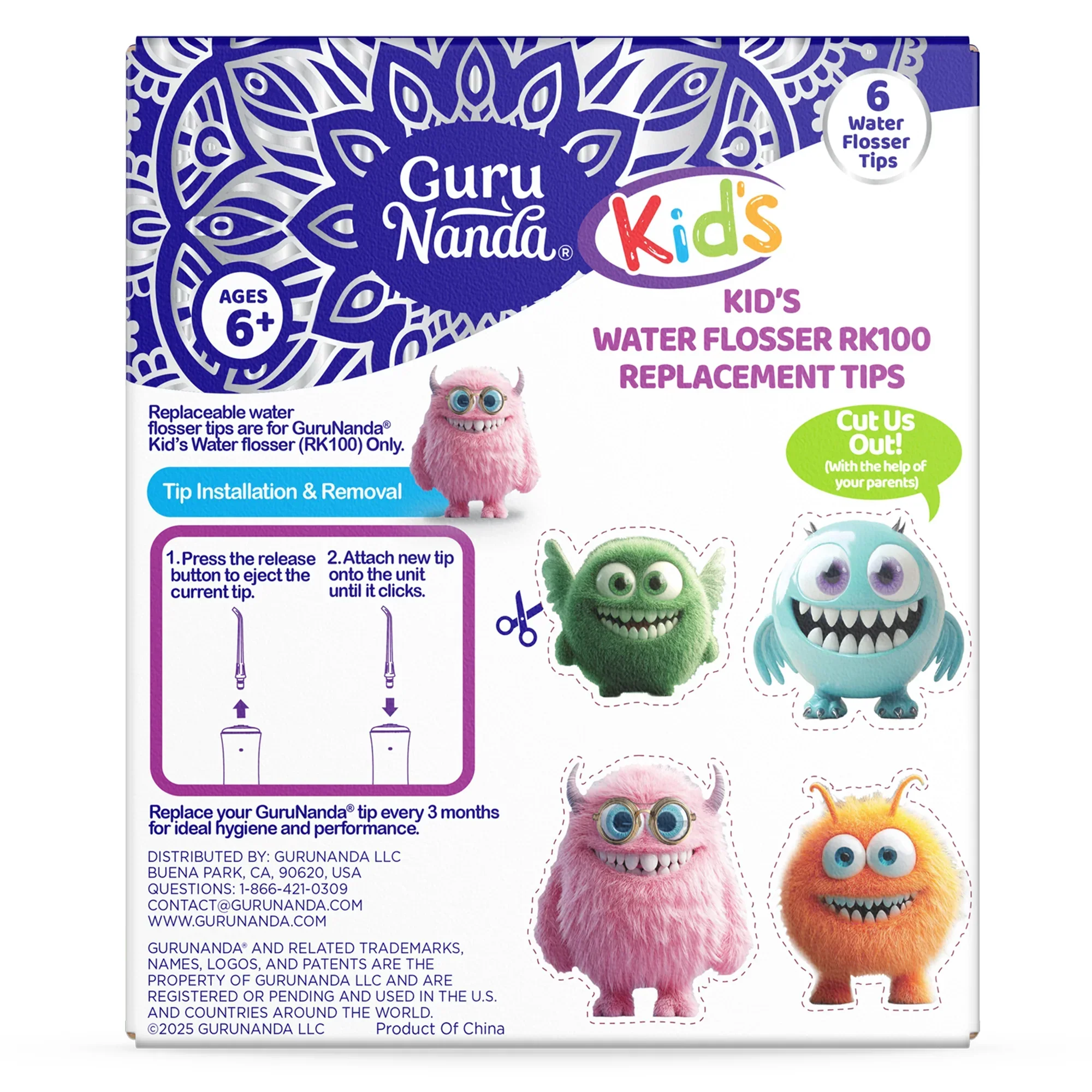 Kids Water Flosser Replacement Tips 6-Pack - Image 7