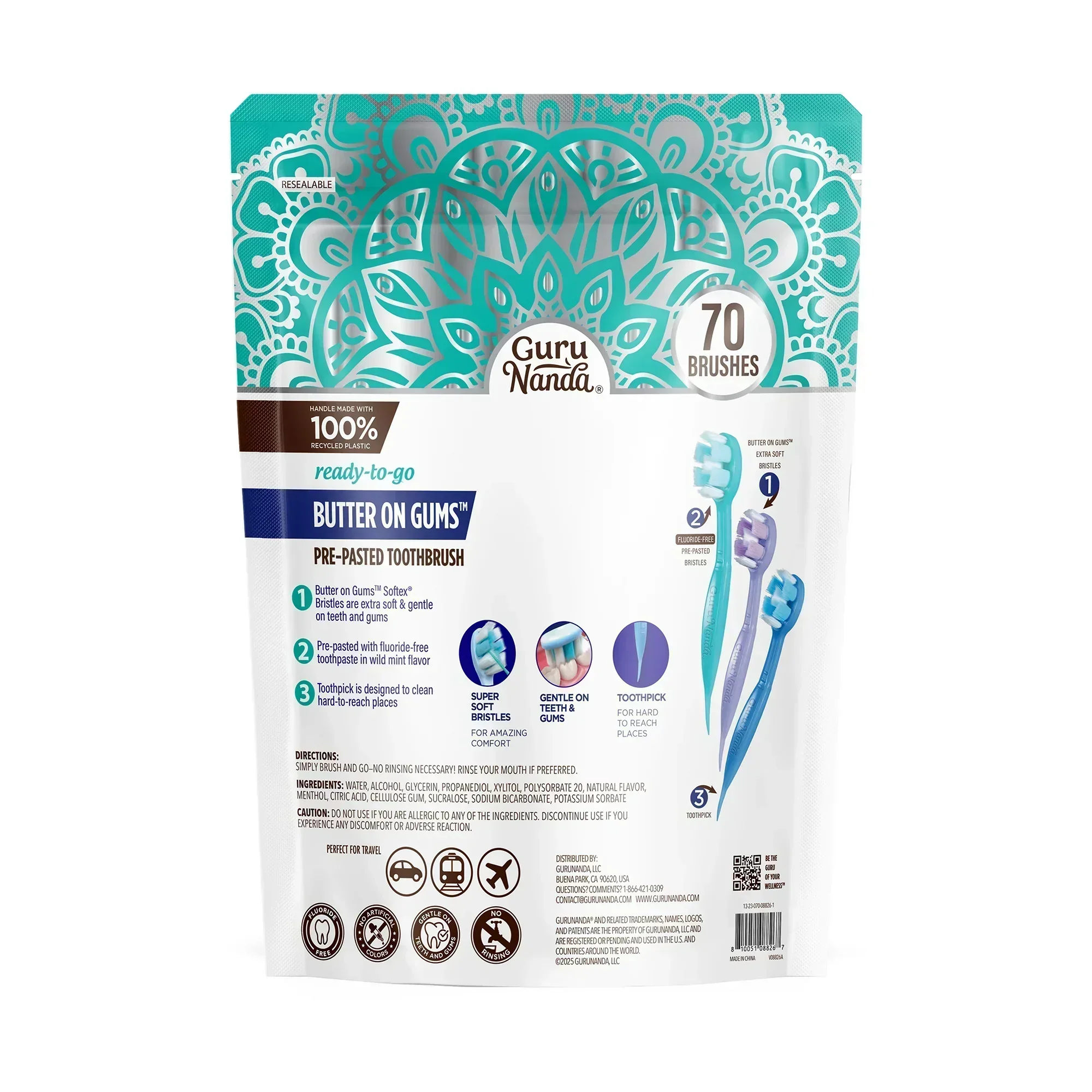Ready-to-Go Butter on Gums Pre-Pasted Toothbrushes – 70 Count – 2 Pack - Image 8