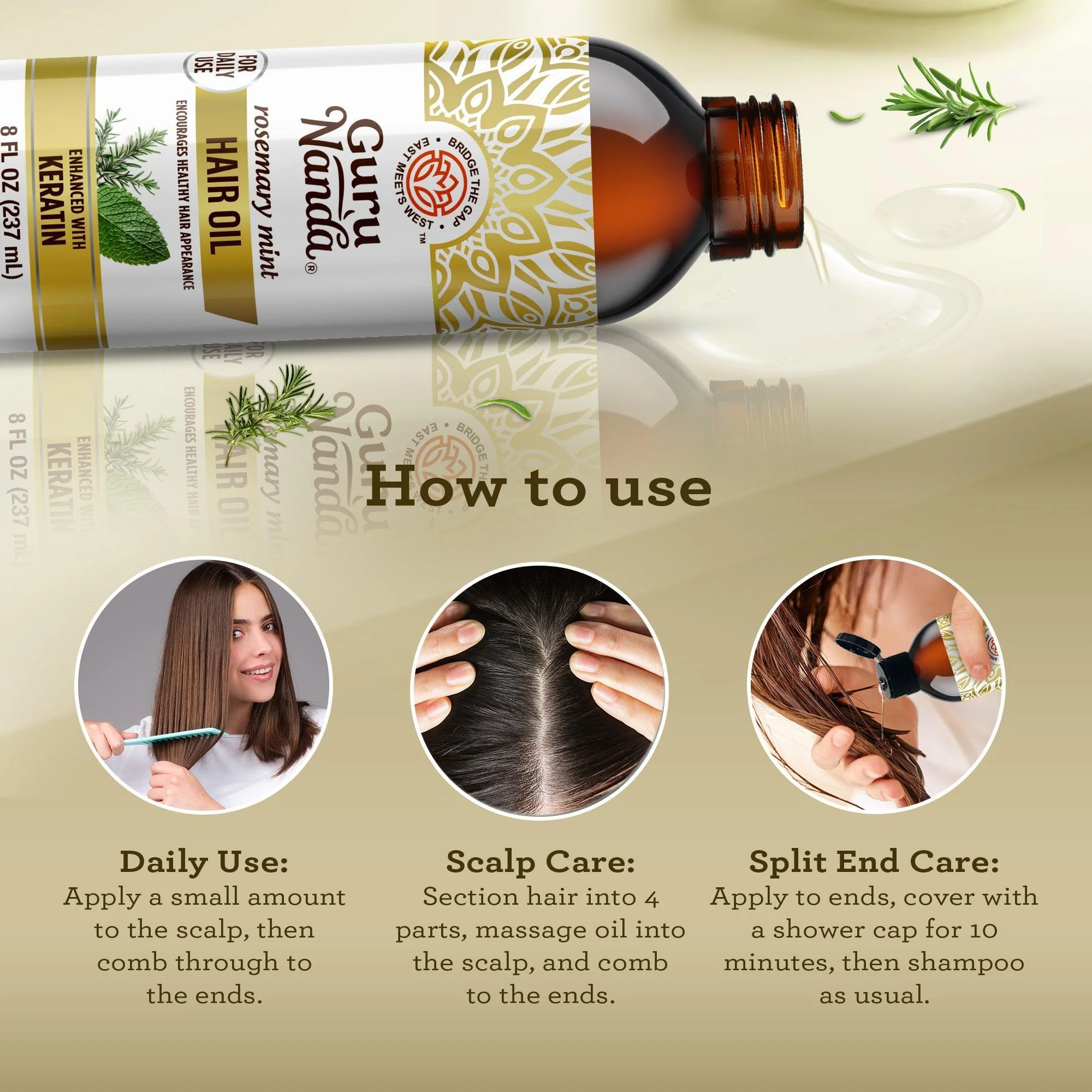 Rosemary Mint Hair Oil with Keratin - 8 oz. - Image 4