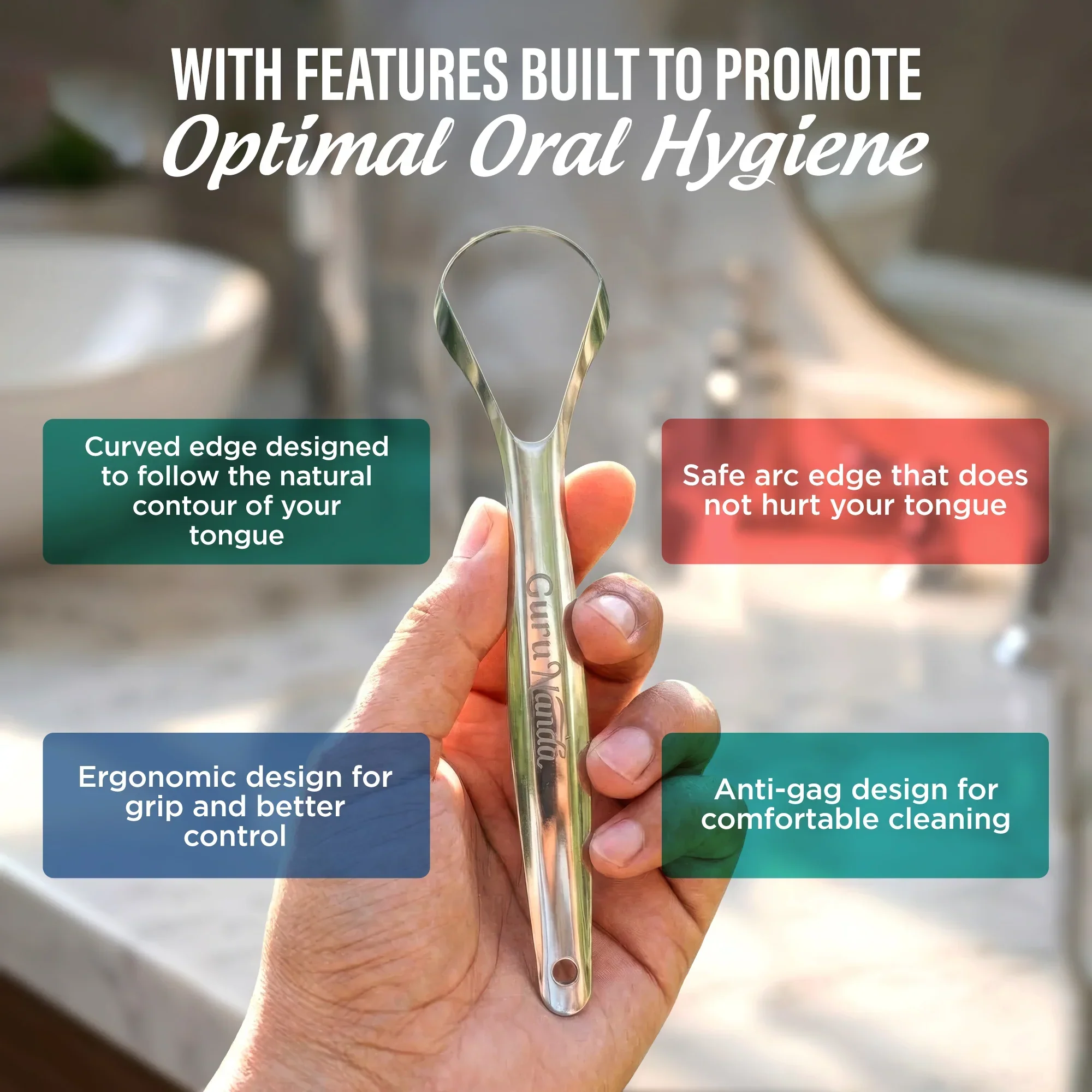 Spoon-Shaped Stainless-Steel Tongue Scraper 2-Pack - Image 4