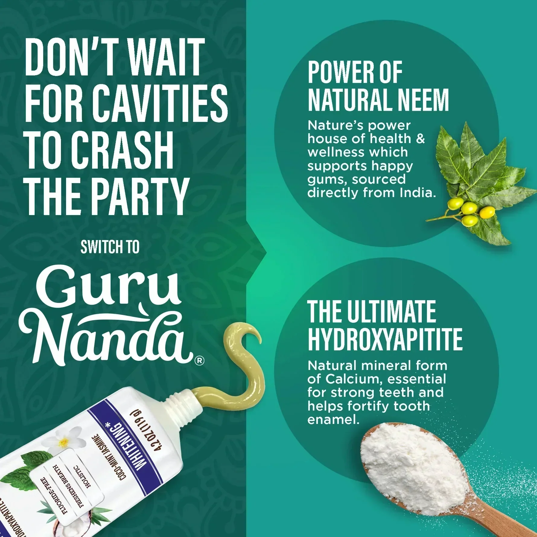 GuruNanda Hydroxyapatite Toothpaste 4.2 oz (48/Case) - Image 3